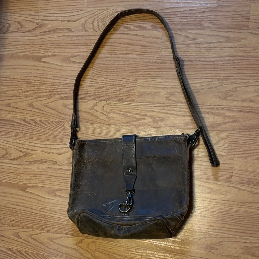 Myra Bag Dark Brown Leather Messenger Crossbody